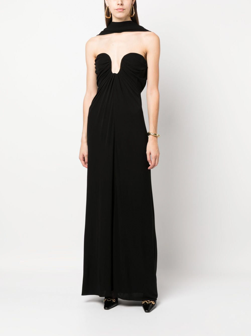 Draped Silk-Crepe Gown