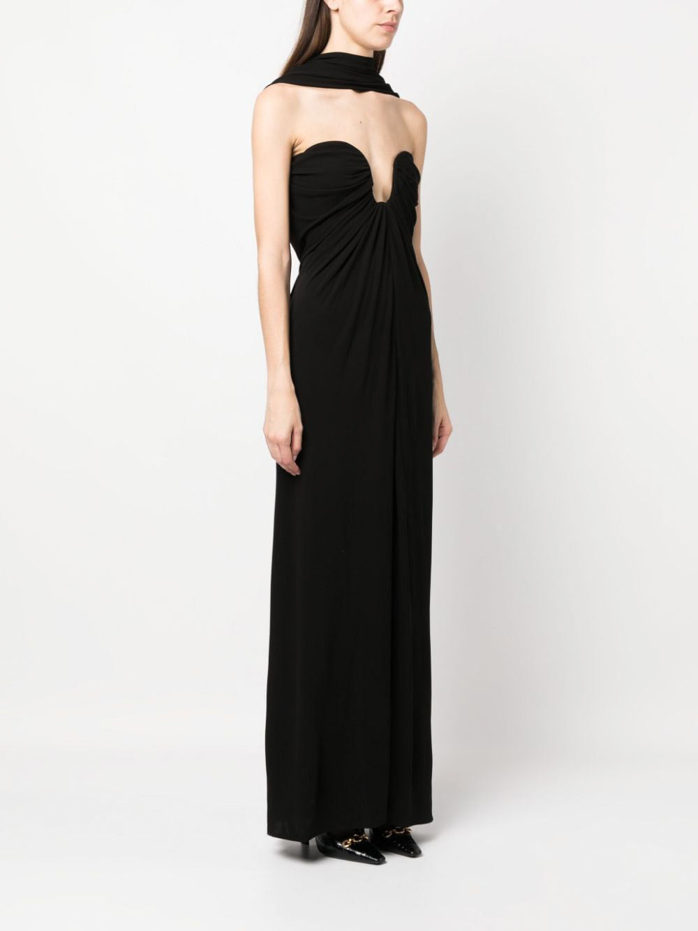 Draped Silk-Crepe Gown