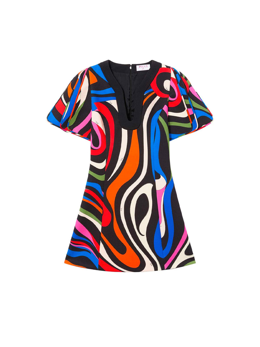 Abstract Print Puff-Sleeve Mini