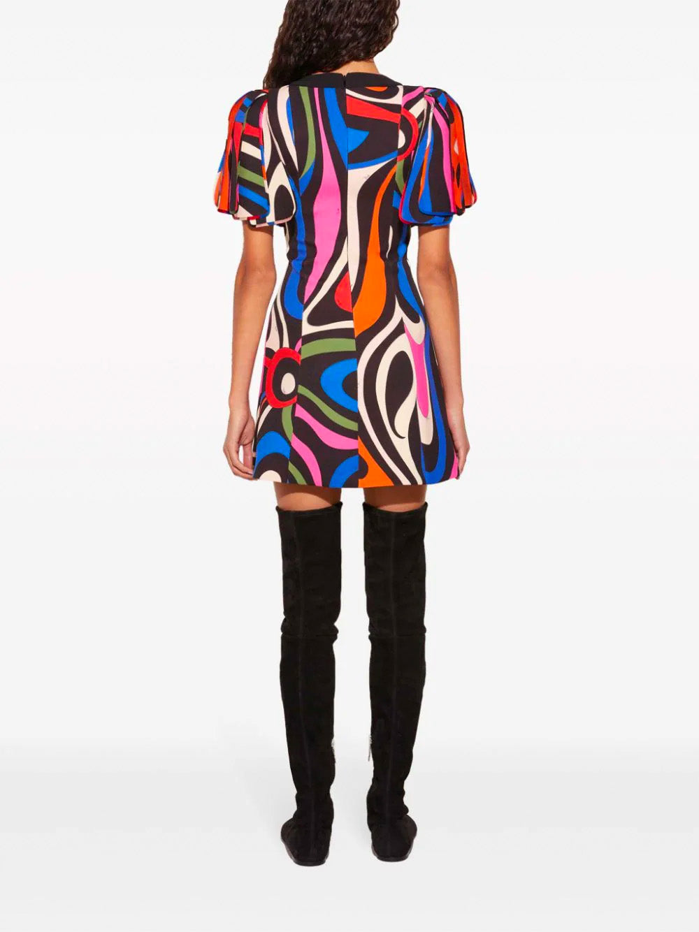 Abstract Print Puff-Sleeve Mini