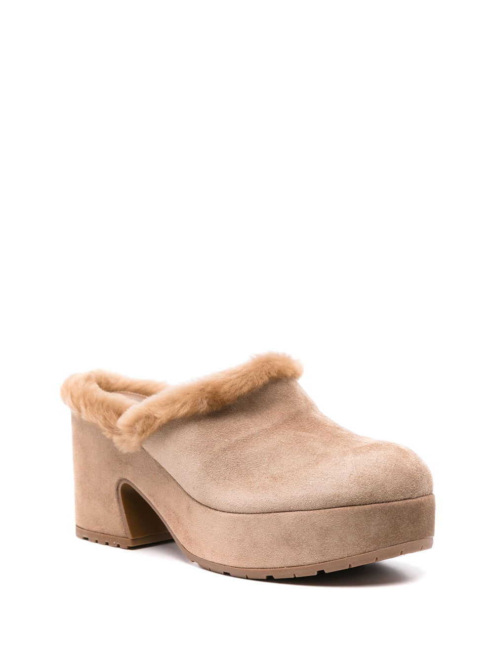 Lyss 55 Fur-Lined Suede Platform Clogs