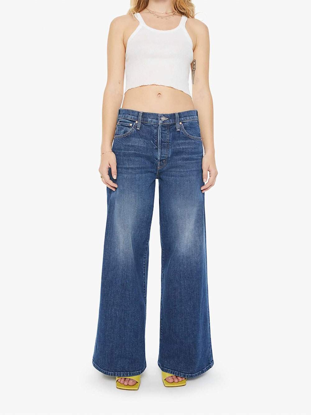 The Mid Rise Dazzler Ankle Step Fray Jean