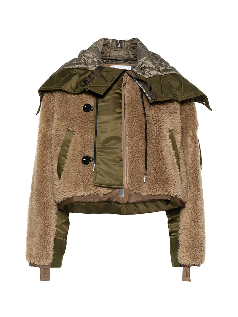 Faux Shearling & Nylon Twill Jacket