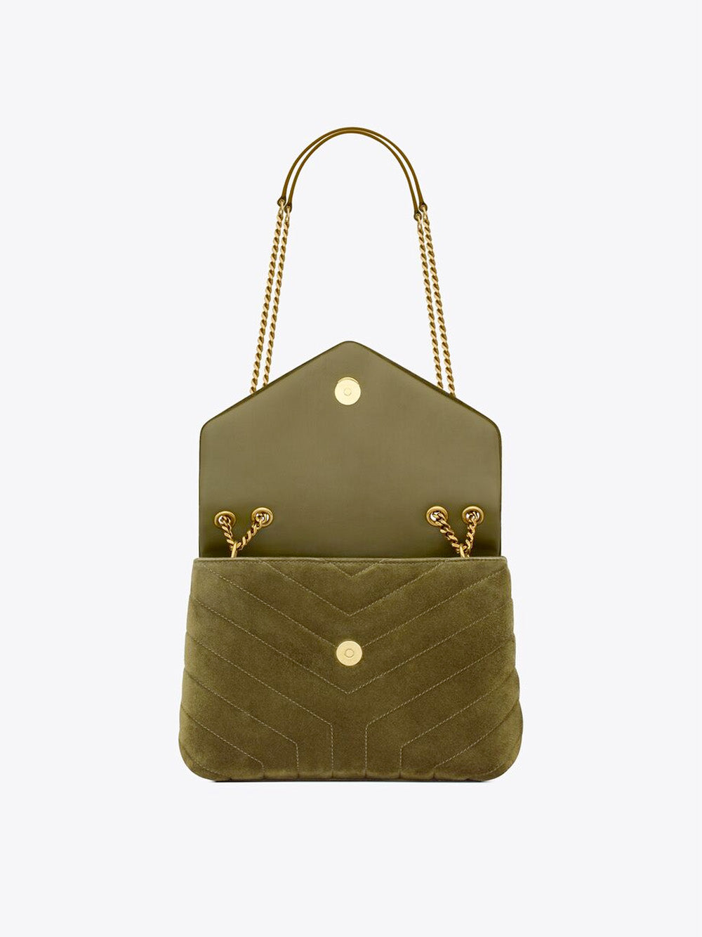 Saint Laurent Small Lou Suede Crossbody Bag in Loden Green