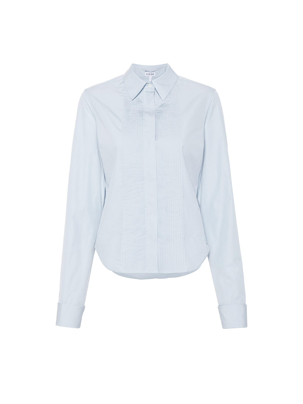 Pleated Cotton Button-Up Shirt