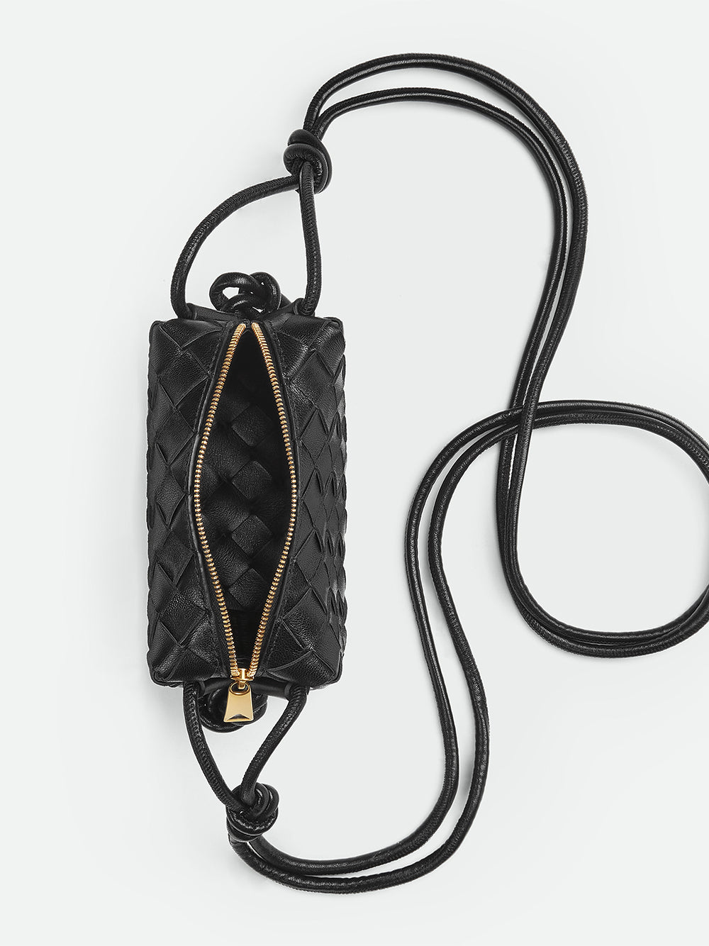 Bottega Veneta Loop Mini Intrecciato Leather Cross-body Bag In White-gold